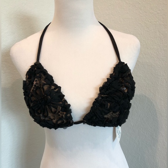 Sequin Mesh and Lace 5-Way Bikini Top D to DDD Custom Made by Pango Pango - Picture 7 of 13